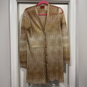 Missoni metallic crochet knee length cardigan